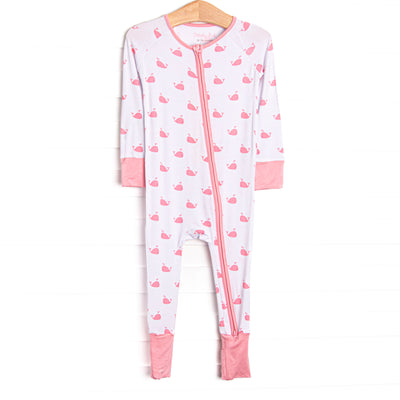 Whale Watch Bamboo Zippy Pajama, Pink
