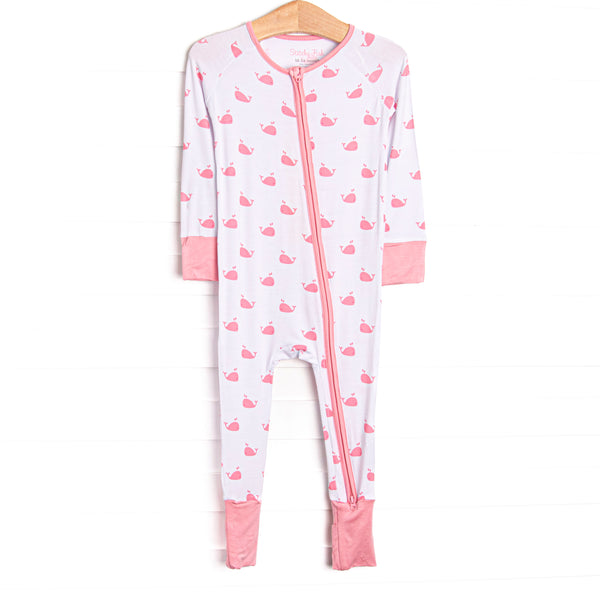 Whale Watch Bamboo Zippy Pajama, Pink