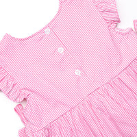 Strawberry Blooms Applique Side Tie Dress, Pink