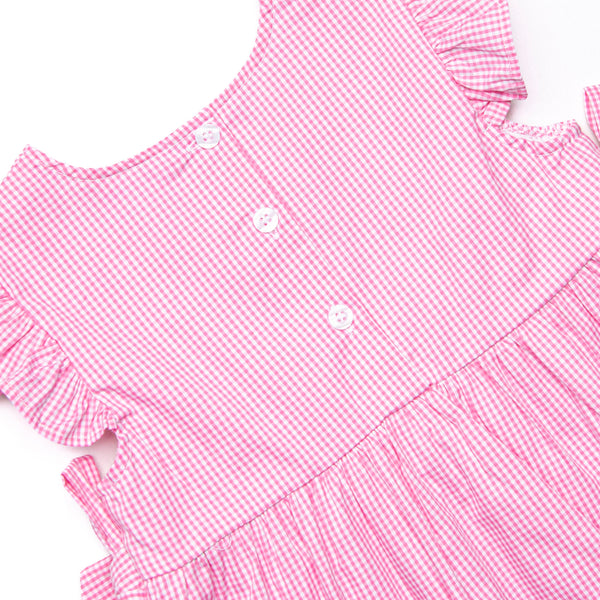 Strawberry Blooms Applique Side Tie Dress, Pink
