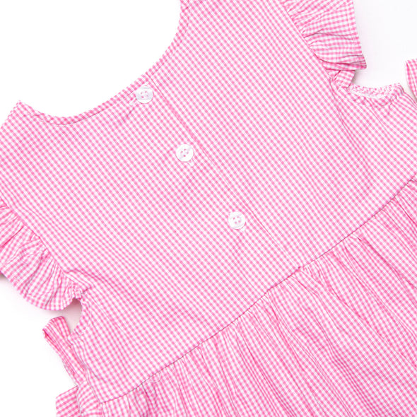 Strawberry Blooms Applique Side Tie Dress, Pink