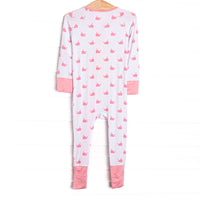 Whale Watch Bamboo Zippy Pajama, Pink