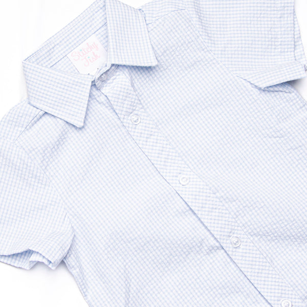 Cabo Breeze Button-Up Shirt, Blue Seersucker