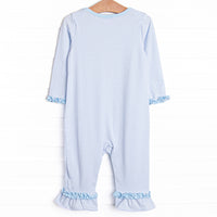 Shake Your Tail Feathers Applique Romper, Light Blue
