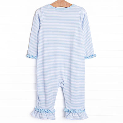 Shake Your Tail Feathers Applique Romper, Light Blue