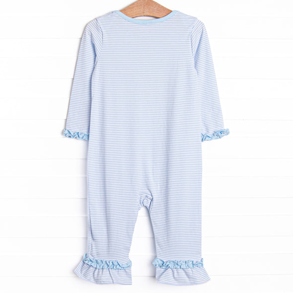 Shake Your Tail Feathers Applique Romper, Light Blue