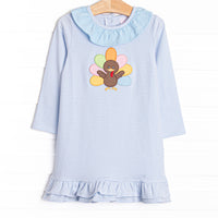 Shake Your Tail Feathers Applique Dress, Light Blue