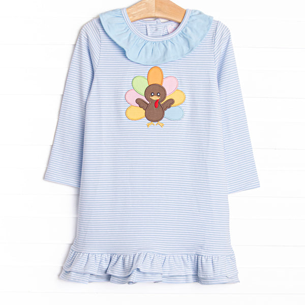 Shake Your Tail Feathers Applique Dress, Light Blue