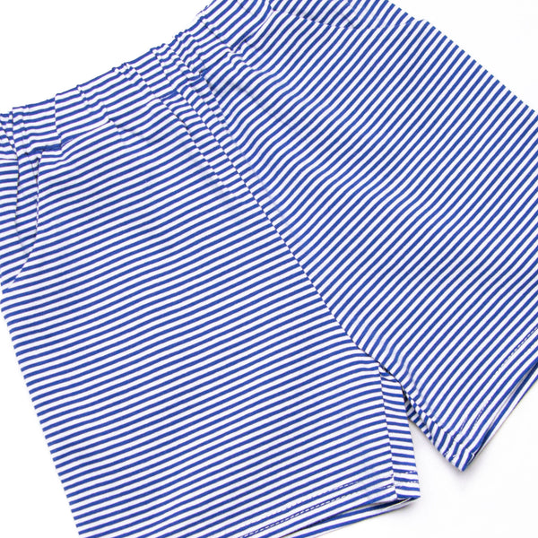 Evan Short Set, Green and Royal Blue Stripe
