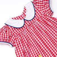 Color Me Happy Applique Dress, Red