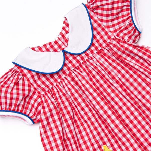 Color Me Happy Applique Dress, Red