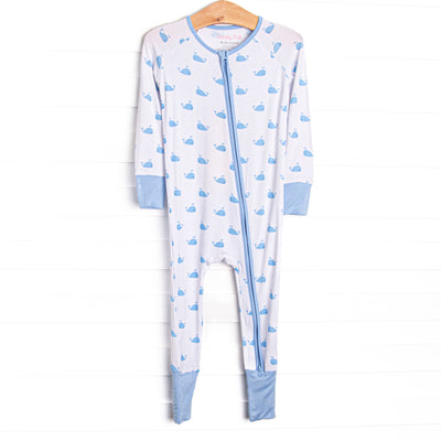 Whale Watch Bamboo Zippy Pajama, Blue