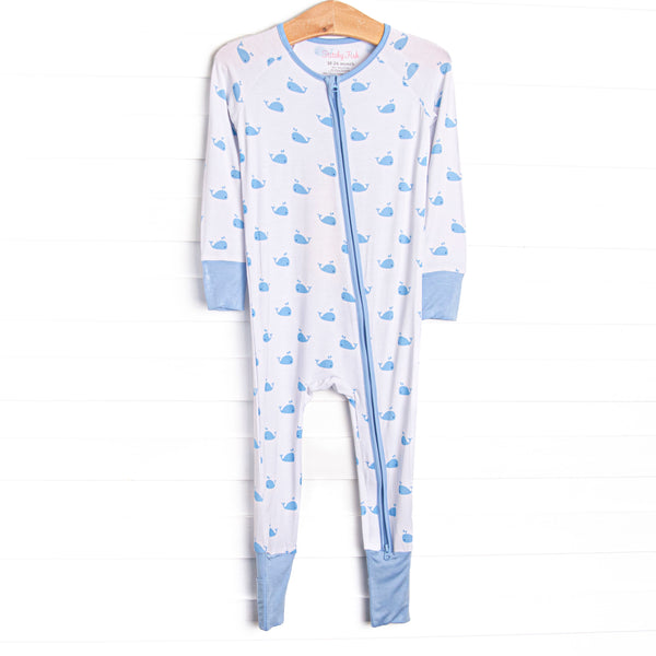 Whale Watch Bamboo Zippy Pajama, Blue