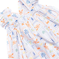 Santorini Stamps Dress, Blue