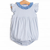 Aurora Angel Sleeve Pima Bubble, Light Blue Stripe