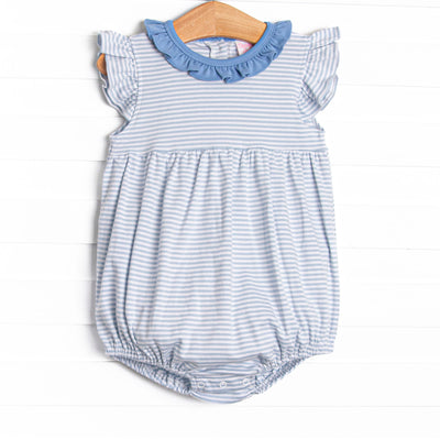 Aurora Angel Sleeve Pima Bubble, Light Blue Stripe