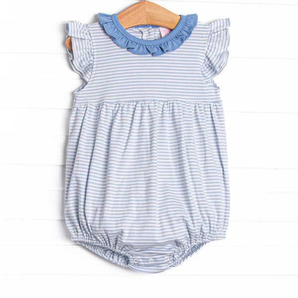 Aurora Angel Sleeve Pima Bubble, Light Blue Stripe