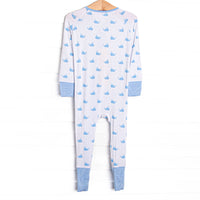 Whale Watch Bamboo Zippy Pajama, Blue