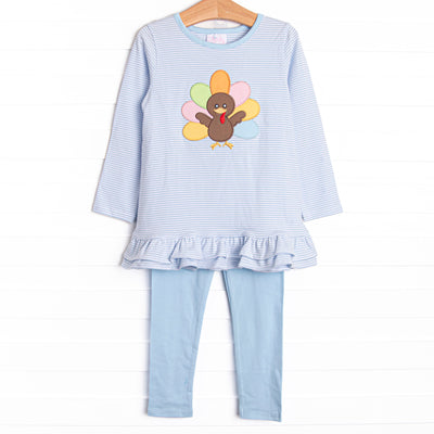 Shake Your Tail Feathers Applique Legging Set, Light Blue
