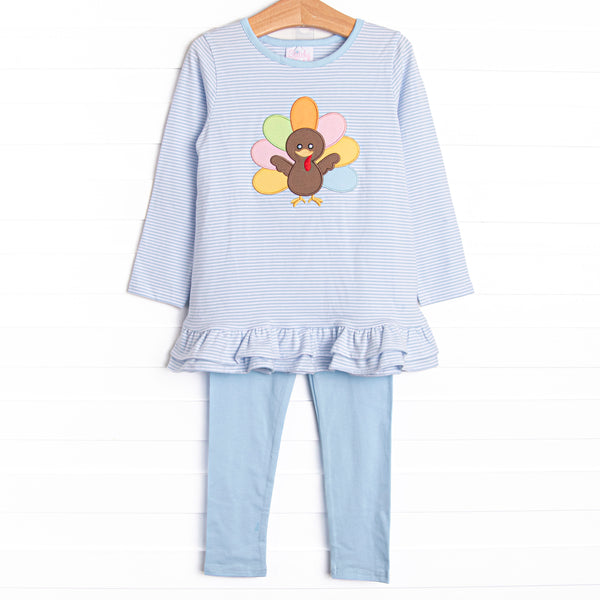 Shake Your Tail Feathers Applique Legging Set, Light Blue