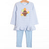 Shake Your Tail Feathers Applique Legging Set, Light Blue