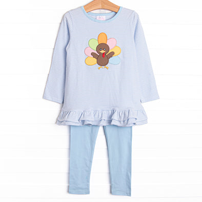 Shake Your Tail Feathers Applique Legging Set, Light Blue
