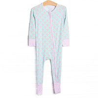 Turquoise Turtles Bamboo Girl Zippy Pajama, Green