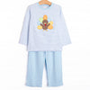 Shake Your Tail Feathers Applique Pant Set, Light Blue