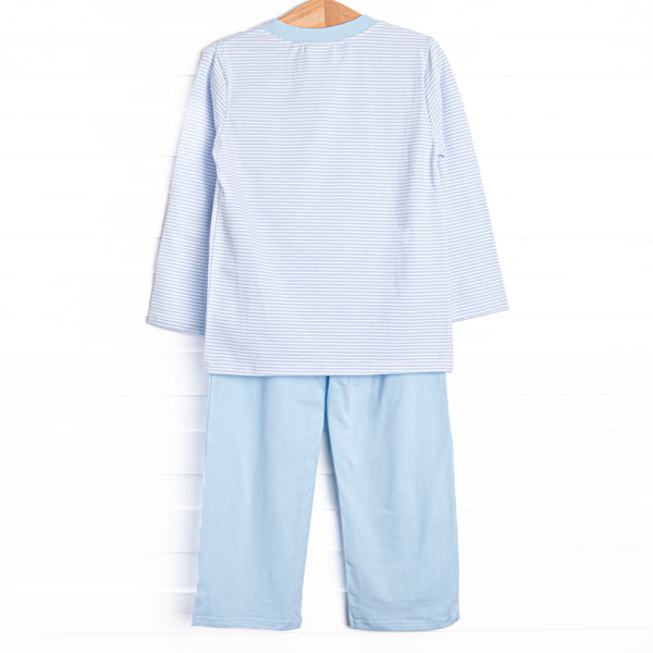Shake Your Tail Feathers Applique Pant Set, Light Blue