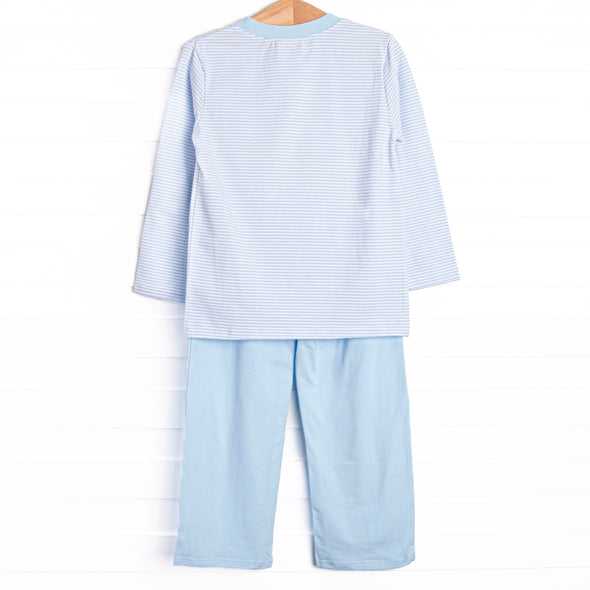 Shake Your Tail Feathers Applique Pant Set, Light Blue