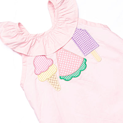 Peace, Love, and Popsicles Ruffle Dress, Pink