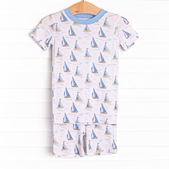 Sails and Sunshine Bamboo Pajama Short Set, Blue