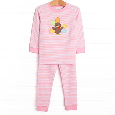 Shake Your Tail Feathers Applique Pajama Set, Light Pink