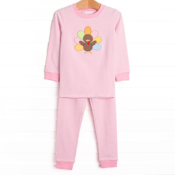 Shake Your Tail Feathers Applique Pajama Set, Light Pink