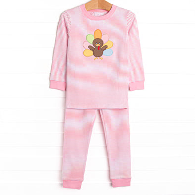 Shake Your Tail Feathers Applique Pajama Set, Light Pink