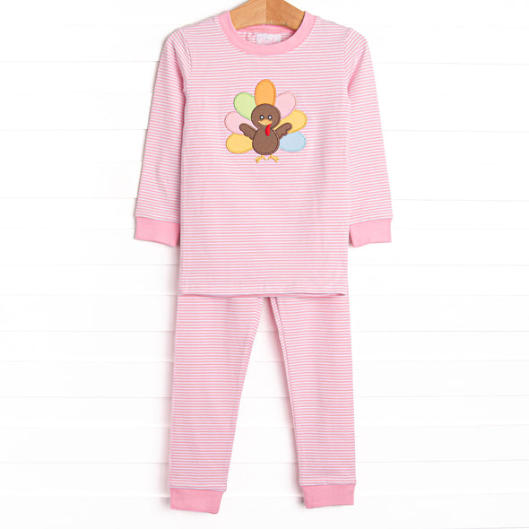 Shake Your Tail Feathers Applique Pajama Set, Light Pink
