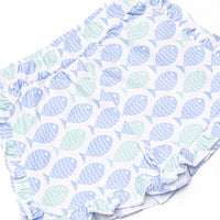 With the Tide Ruffle Short Set, Blue