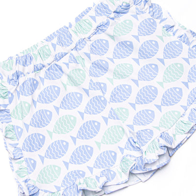 With the Tide Ruffle Short Set, Blue