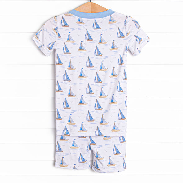 Sails and Sunshine Bamboo Pajama Short Set, Blue