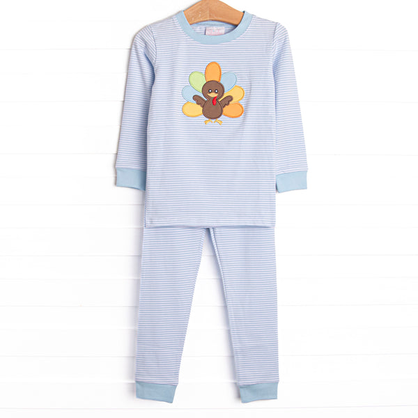 Shake Your Tail Feathers Applique Pajama Set, Light Blue