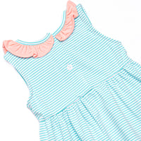 Laney Sleeveless Short Set, Peach and Mint Stripe