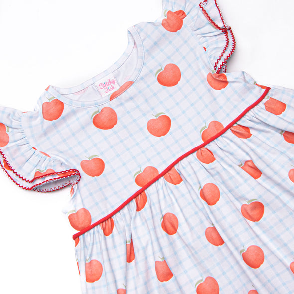Grade A Gingham Flutter Sleeve Dress, Blue