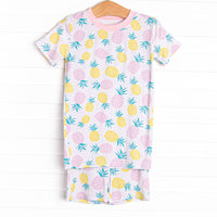 Tropical Breeze Bamboo Pajama Short Set, Pink