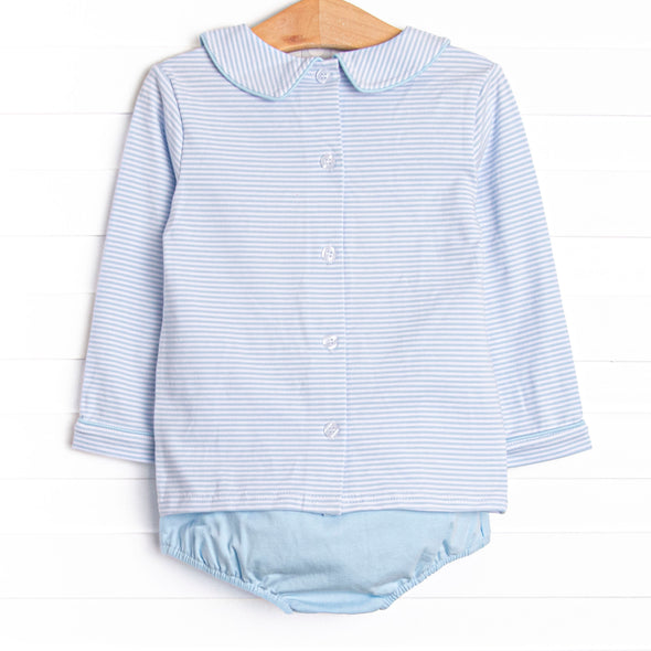 Shake Your Tail Feathers Applique Diaper Set, Light Blue