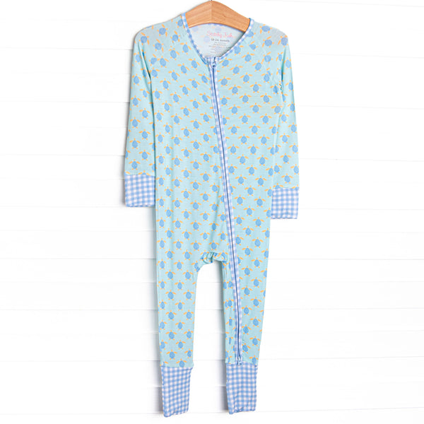 Turquoise Turtles Bamboo Boy Zippy Pajama, Green