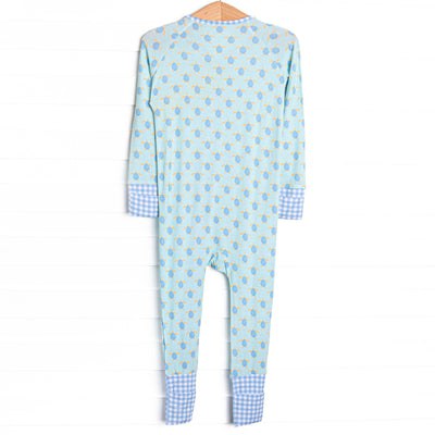 Turquoise Turtles Bamboo Boy Zippy Pajama, Green