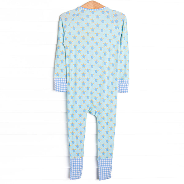 Turquoise Turtles Bamboo Boy Zippy Pajama, Green