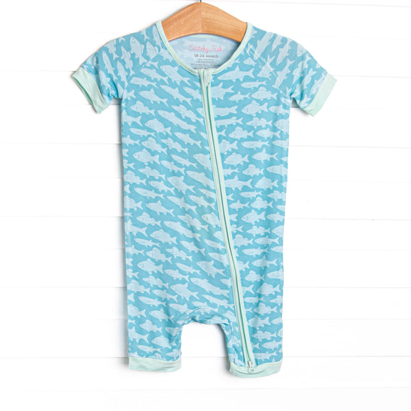 Lake Day Bamboo Short Zippy Pajama, Blue