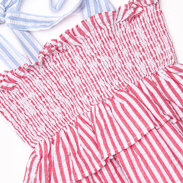 Patriotic Pinstripe Dress, Red