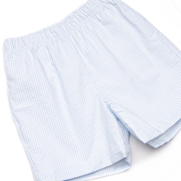 Cabo Breeze Short Set, Blue Seersucker